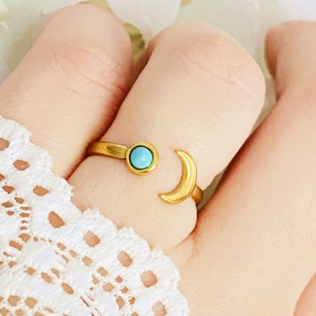 Inel Reglabil Blue Moon, Inele Otel Inoxidabil, Inele Dama [2]