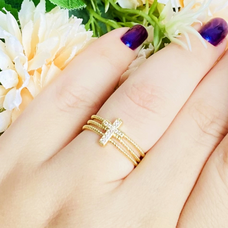 Inel Reglabil Cruciulita Cristale, Inele Otel Inoxidabil, Inele Dama [5]