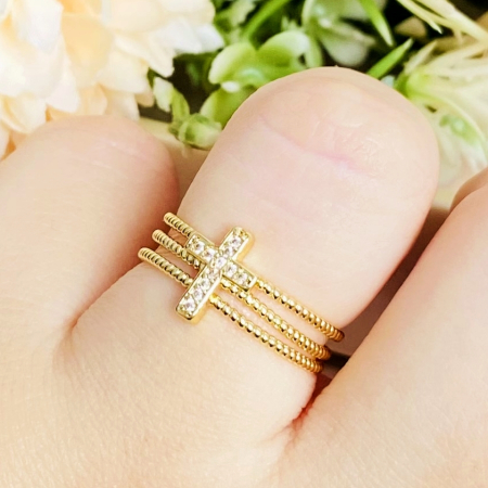 Inel Reglabil Cruciulita Cristale, Inele Otel Inoxidabil, Inele Dama [9]