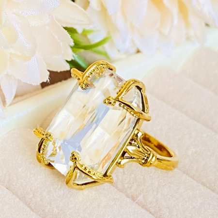 Inel Statement Cristal Mare, Inele Otel Inoxidabil, Inele Dama [3]