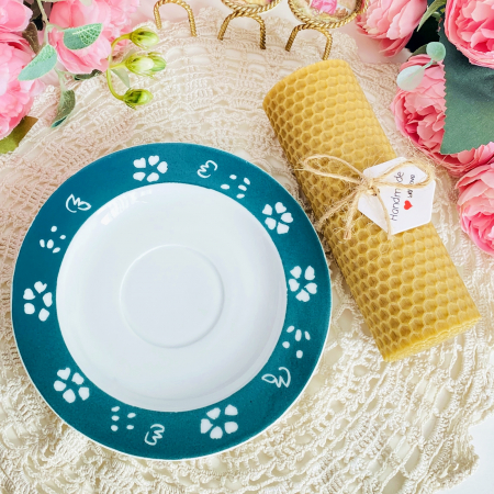 LUMANARI - Lumanare Ceara Albine si Farfurie Vintage, Lumanari Parfumate Handmade