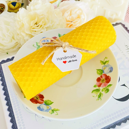 Lumanare Ceara Albine si Farfurie Portelan Vintage, Set Cadou Lumanari Handmade [3]