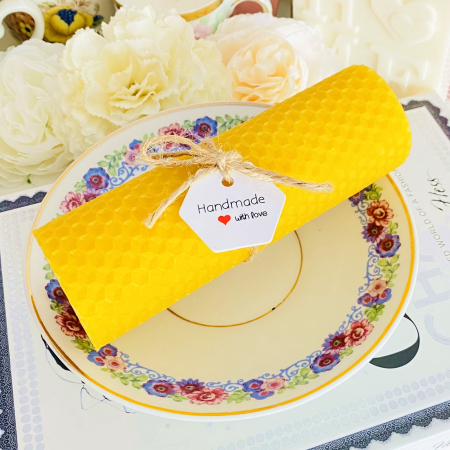 VINTAGE HOME - Lumanare Ceara Albine si Farfurie Portelan Vintage, Set Cadou Lumanari Handmade