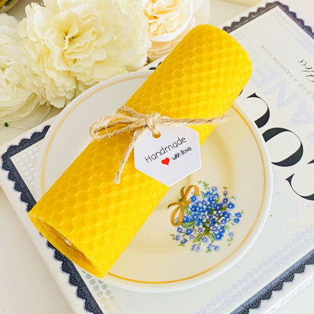 VINTAGE HOME - Lumanare Ceara Albine si Farfurie Portelan Vintage, Set Cadou Lumanari Handmade