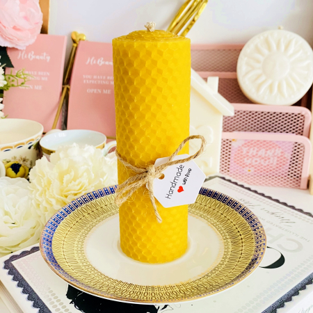 Lumanare Ceara Albine si Farfurie Portelan Vintage, Set Cadou Lumanari Handmade [3]