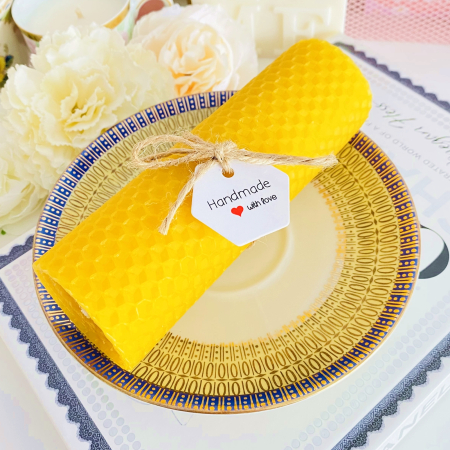 VINTAGE HOME - Lumanare Ceara Albine si Farfurie Portelan Vintage, Set Cadou Lumanari Handmade