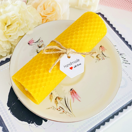 VINTAGE HOME - Lumanare Ceara Albine si Farfurie Portelan Vintage, Set Cadou Lumanari Handmade