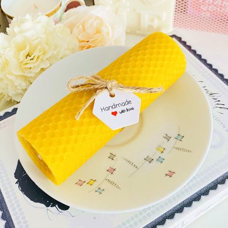 VINTAGE HOME - Lumanare Ceara Albine si Farfurie Portelan Vintage, Set Cadou Lumanari Handmade