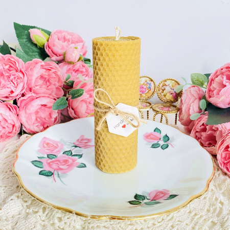 Lumanare Ceara Albine si Farfurie Portelan Vintage, Lumanari Parfumate Handmade [2]