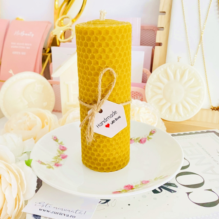 Lumanare Ceara Albine si Farfurie Portelan Vintage, Set Cadou Lumanari Handmade [3]