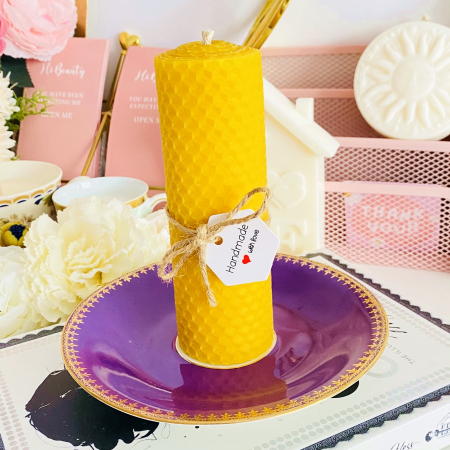 Lumanare Ceara Albine si Farfurie Portelan Vintage, Set Cadou Lumanari Handmade [1]