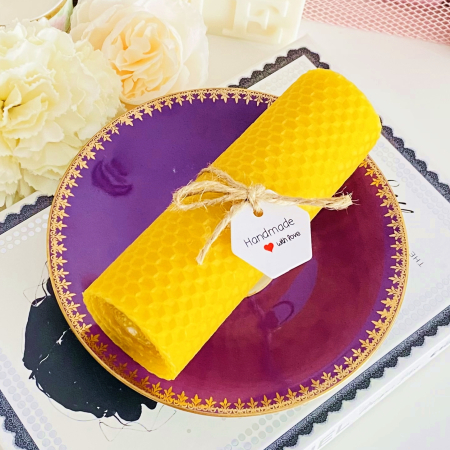 Lumanare Ceara Albine si Farfurie Portelan Vintage, Set Cadou Lumanari Handmade [2]