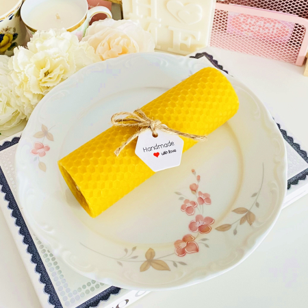 VINTAGE HOME - Lumanare Ceara Albine si Farfurie Portelan Vintage, Set Cadou Lumanari Handmade