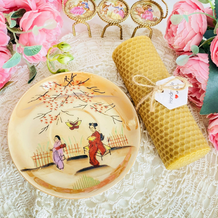 Lumanare Ceara Albine si Farfurie Portelan Vintage, Lumanari Parfumate Handmade [2]