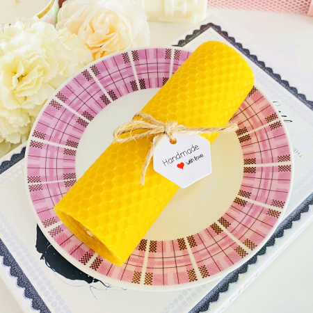 VINTAGE HOME - Lumanare Ceara Albine si Farfurie Portelan Vintage, Lumanari Parfumate Handmade