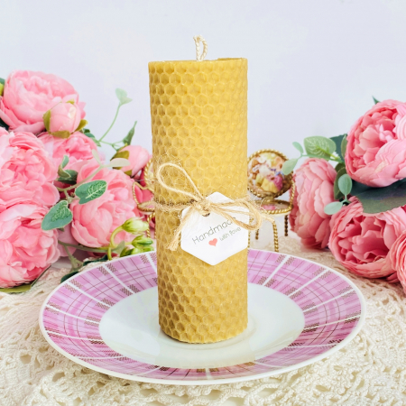 LUMANARI - Lumanare Ceara Albine si Farfurie Portelan Vintage, Lumanari Parfumate Handmade