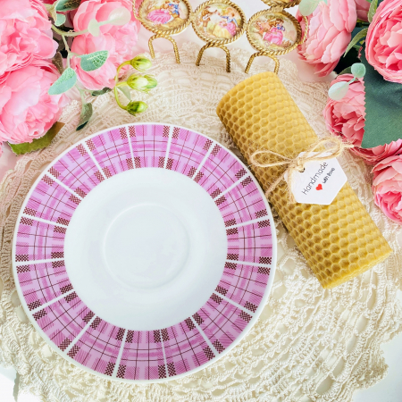 Lumanare Ceara Albine si Farfurie Portelan Vintage, Lumanari Parfumate Handmade [2]