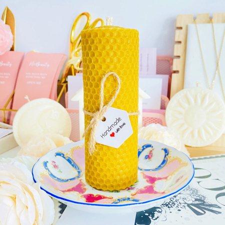 Lumanare Ceara Albine si Farfurie Portelan Vintage, Set Cadou Lumanari Handmade [1]