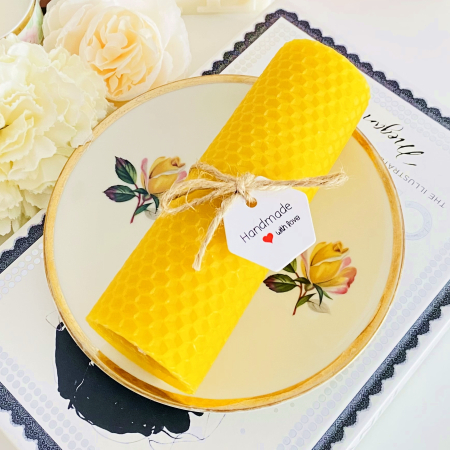 VINTAGE HOME - Lumanare Ceara Albine si Farfurie Portelan Vintage, Set Cadou Lumanari Handmade