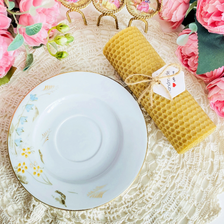 LUMANARI - Lumanare Ceara Albine si Farfurie Vintage, Lumanari Parfumate Handmade