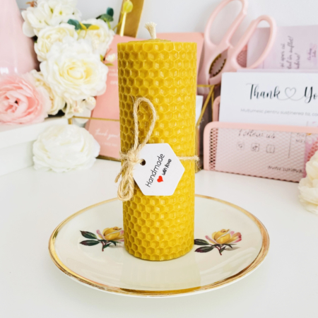 Lumanare Ceara Albine si Farfurie Portelan Vintage, Set Cadou Lumanari Handmade [1]