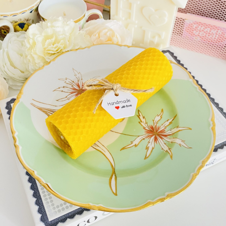 Lumanare Ceara Albine si Farfurie Portelan Vintage, Set Cadou Lumanari Handmade [2]