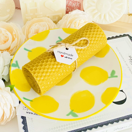 Lumanare Ceara Albine si Farfurie Portelan Vintage, Set Cadou Lumanari Handmade [3]