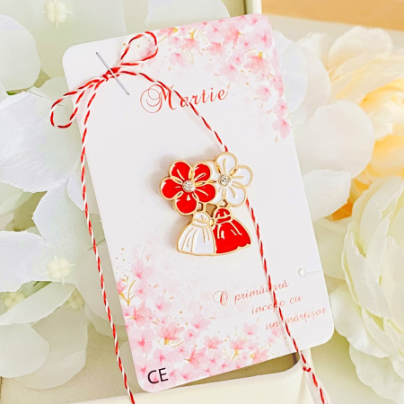 Martisor Flori Albe & Rosii, Bijuterii Femei, Martisoare Martie [2]