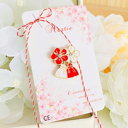 Martisor Flori Albe & Rosii, Bijuterii Femei, Martisoare Martie [4]