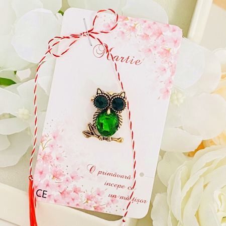 Martisor Brosa Bufnita Verde, Bijuterii Femei, Martisoare Martie [2]