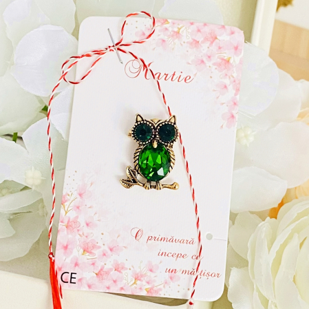 Martisor Brosa Bufnita Verde, Bijuterii Femei, Martisoare Martie [5]