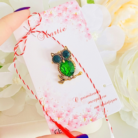 Martisor Brosa Bufnita Verde, Bijuterii Femei, Martisoare Martie [4]