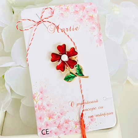 Martisor Brosa Floare Rosie, Bijuterii Femei, Martisoare Martie [0]