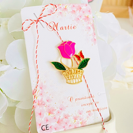 Martisor Brosa Lalea Roz, Bijuterii Femei, Martisoare Martie [0]