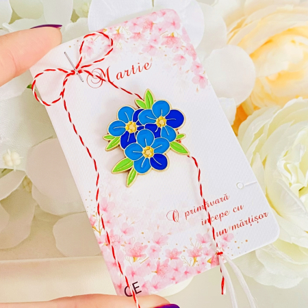 Martisor Brosa Flori Albastre, Bijuterii Femei, Martisoare Martie [3]