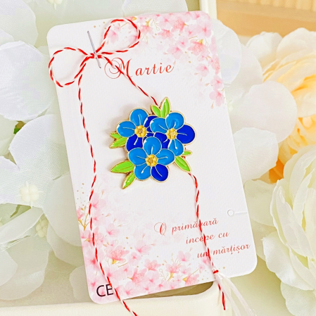 Martisor Brosa Flori Albastre, Bijuterii Femei, Martisoare Martie [6]
