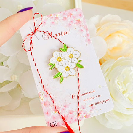 Martisor Brosa Flori Albe, Bijuterii Femei, Martisoare Martie [1]