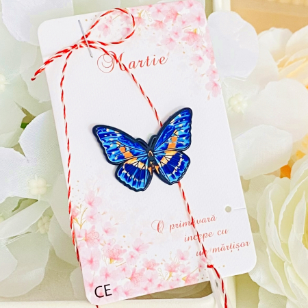 MARTISOR - Martisor Brosa Fluture Albastru, Bijuterii Femei, Martisoare Martie