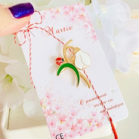 Martisor Brosa Ghiocel Buburuza, Bijuterii Femei, Martisoare Martie [0]