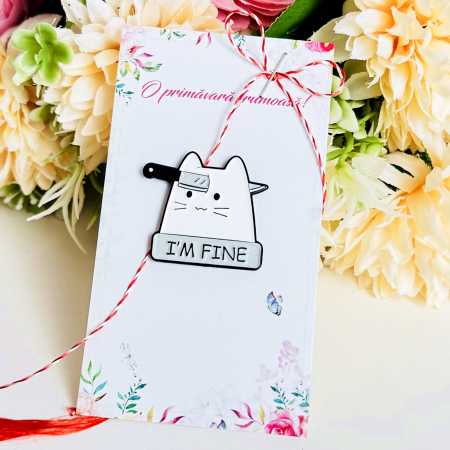 Martisor Brosa Pin Pisica I'm Fine, Bijuterii Femei, Martisoare Martie [1]