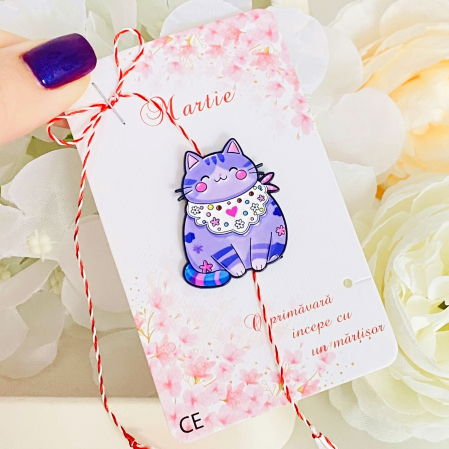 Martisor Brosa Pisica Mov, Bijuterii Femei, Martisoare Martie [3]