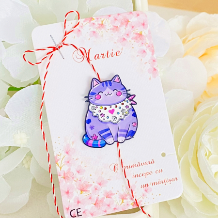 Martisor Brosa Pisica Mov, Bijuterii Femei, Martisoare Martie [2]