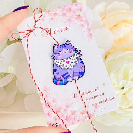 Martisor Brosa Pisica Mov, Bijuterii Femei, Martisoare Martie [1]