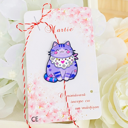 MARTISOR - Martisor Brosa Pisica Mov, Bijuterii Femei, Martisoare Martie