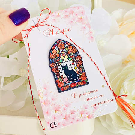 Martisor Brosa Pisica Vitraliu, Bijuterii Femei, Martisoare Martie [3]