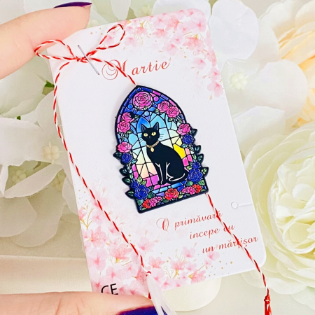 Martisor Brosa Pisica Vitraliu Mov, Bijuterii Femei, Martisoare Martie [4]