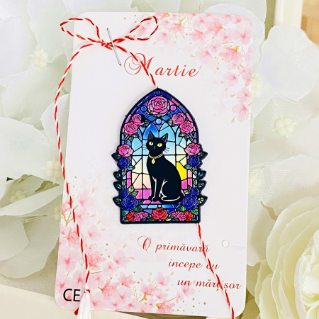 MARTISOR - Martisor Brosa Pisica Vitraliu Mov, Bijuterii Femei, Martisoare Martie