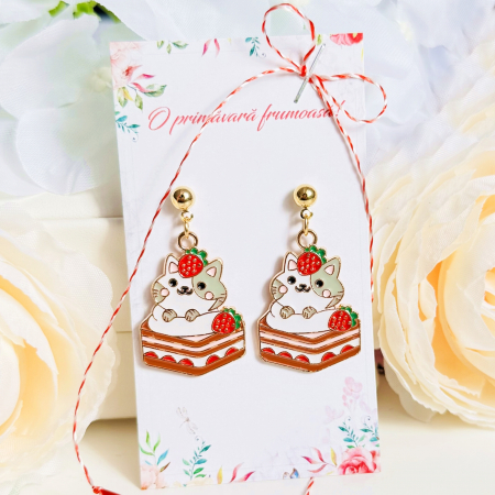 MARTISOR - Martisor Cercei Pisici & Prajitura, Cercei Dama, Bijuterii Femei, Martisoare Martie