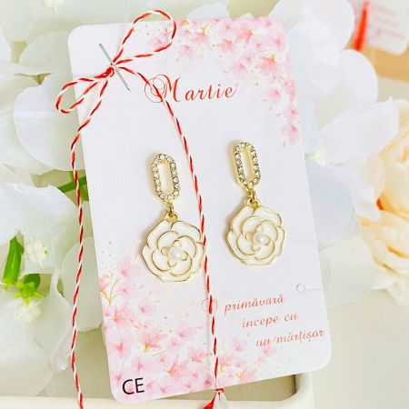 Martisor Cercei Camee Albe, Cercei Dama, Bijuterii Femei, Martisoare Martie [3]