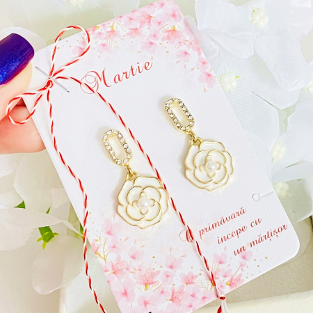 Martisor Cercei Camee Albe, Cercei Dama, Bijuterii Femei, Martisoare Martie [2]
